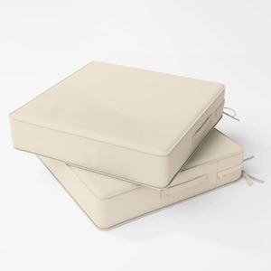 (3) Kimunuk 19 in. x 19 in. x 4 in. (2-Pack) Square Outdoor Patio Seating Repacement Lounge Chair Dining Seat Cushion Cream