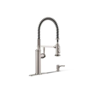 KOHLER Sous Pro-Style Single Handle Pull Down Sprayer Kitchen Faucet in Vibrant Stainless Steel