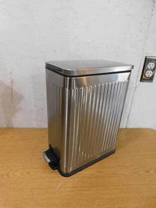 Home Zone Living 3 Gal. Slim Rectangular Stainless Steel Bathroom Trash Can with Soft-Close Lid and Step Pedal, Silver