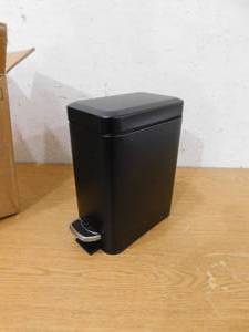Home Zone Living 1.3 Gal. Stainless Steel Small Step-On Trash Can with Soft Close Lid and Slim Shape