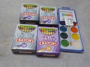 Watercolors and Crayola Crayons...
