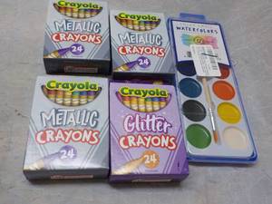 Watercolors and Crayola Crayons...