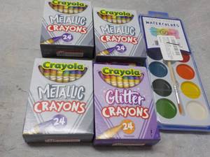 Watercolors and Crayola Crayons...