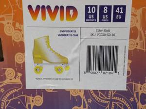 Vivid size 10 Gold roller Skates...