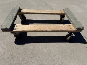 Wooden Platform Dolly Cart with End Rails - 30in Long