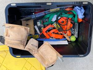 Assorted Leather Tool Pouches, Bristle Brushes & Straps - Mixed