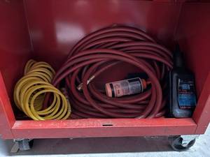 Assorted Air Hoses, Cables & Lubricant - content quantities unverified