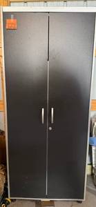 Metal Storage Cabinet with Locking Double Doors - 74 x 32 x 20 Inches - contents not included