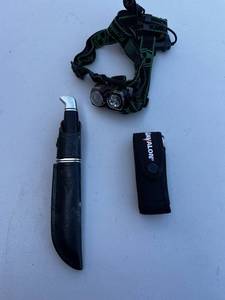 Buck 105 USA Fixed Blade Knife with Black Sheath - LED Headlamp Survival Set