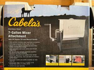 Cabelas 7-Gallon Stainless Steel Mixer Attachment for Meat Grinders - 90 Degree Tilt