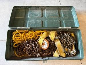 Industrial Rigging Kit in Green Case - Heavy Chains, Yellow Nylon Rope & Lifting Strap