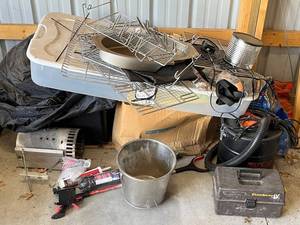 Assorted Kitchenware & Home Hardware - Dish Racks, Pots, Buckets & Tools