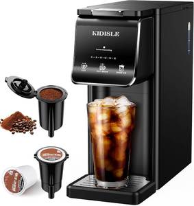 Kidisle Hot and Iced Single Serve Coffee Maker for K-Cup and Grounds