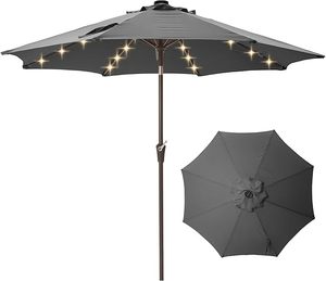 Tioline 9 Solar-Powered LED Patio Umbrella (Gray)