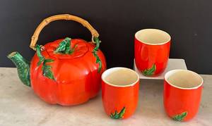 K - Pumpkin Teapot with Leaf Decoration and Cup Set