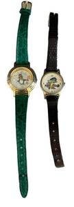 K - Image Watches Novelty Christmas Watches - Cartoon Dials, Green Croc Strap, Brown Strap