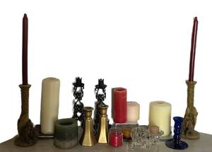 K - CBK LTD LLC Candle Lot - Assorted Candles & Ornate Holders