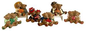 K - Handpainted Bear Figurine Set - Halloween Harvest Theme