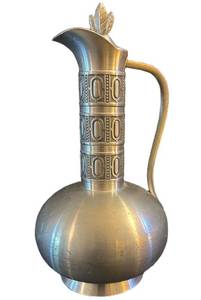 LL - Vintage Selandia Norway Pewter Decanter - 9-Inch Tall Leaf Finial