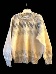 LL - Eider Knit 100% Wool Made in Scotland Diamond Argyle Pattern Sweater XL