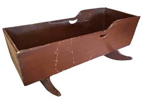 LL - Vintage Baby Cradle, Wood Rocking Cradle