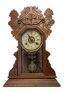K -Antique Gingerbread Style Waterbury Mantel Clock