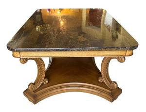 LR - Vintage Marble Top Coffee Table