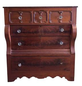 MB - Antique Mahogany American Empire Style Chest of Drawers