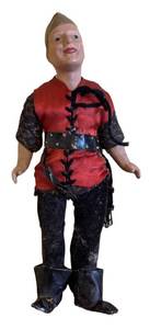 MB - Vintage Doll in Red Tunic, Studded Belt & Boots