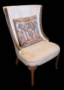 MB - Vintage High-Back Upholstered Accent Chair with Nailhead Trim