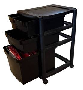 MB - Black 3-Drawer Rolling Storage Cart