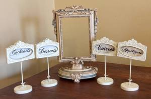MB - Vintage Frame with Table Marker Set - Cocktails, Desserts, Entrees, Appetizers