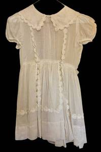 FC - Vintage Childrens Dress with Lace Appliqu Trim