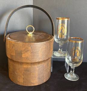 MB - Vintage Ice Bucket Set with Coors Light Stemware