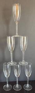MB - Set of Six Cristal DArgues Champagne Flutes