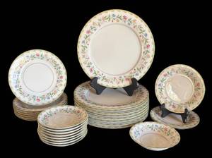 K - Vintage Noritake Elmhurst Floral China Dinner Plates & Bowl