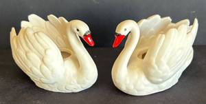 MB - Two Goebel Vintage Swan Candle Holders