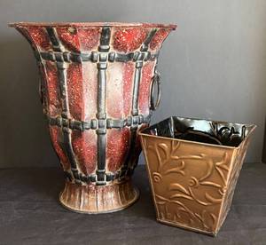 LR - Decorative Ceramic Vase and Metal Planter
