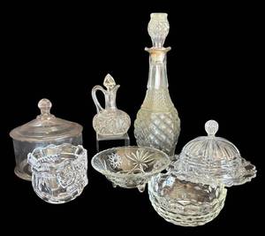 K - Crystal and Clear Glass Decanter, Covered Butter Dish, Bowls and More