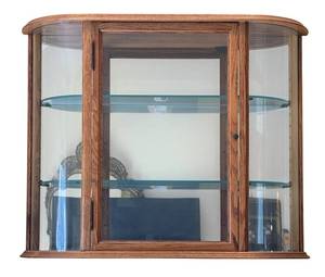 LR - Wall Mounted Curved Glass Display Cabinet Curio Cabinet