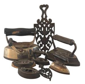 DR - Vintage Cast Iron Sad Irons & Trivets