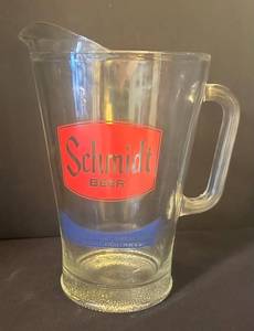 LL - Schmidt Beer Vintage Glass Pitcher