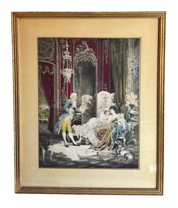 LL - Framed Rococo Style Print - Aristocratic Wedding Scene in Ornate Gold Frame