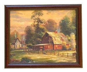 LL - Sunset at Riverbend Farm Print by Thomas Kincaid