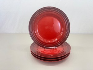 4 Le Creuset Cerise Cherry 12 Dinner Plates