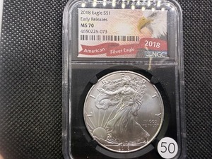 2018 1 Oz. Silver American Eagle NGC MS70 Early Releases - Perfect Grade