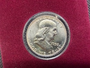 1958-D Brilliant Uncirculated Silver Franklin Half Dollar