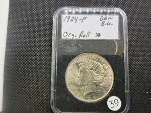 1924 Peace Silver Dollar Marked Gem BU Original Roll When Purchased