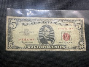 1963 Red Seal Five Dollar Bill
