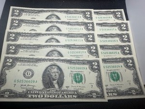 Ten Sequential $2 Bills
